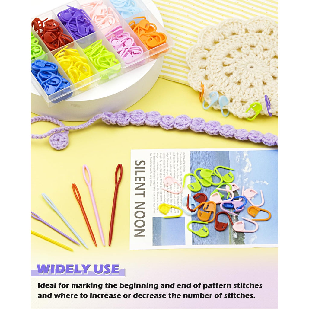 FIVEIZERO 200 Pcs Stitch Markers - 10 Color Knitting & Crochet Markers
