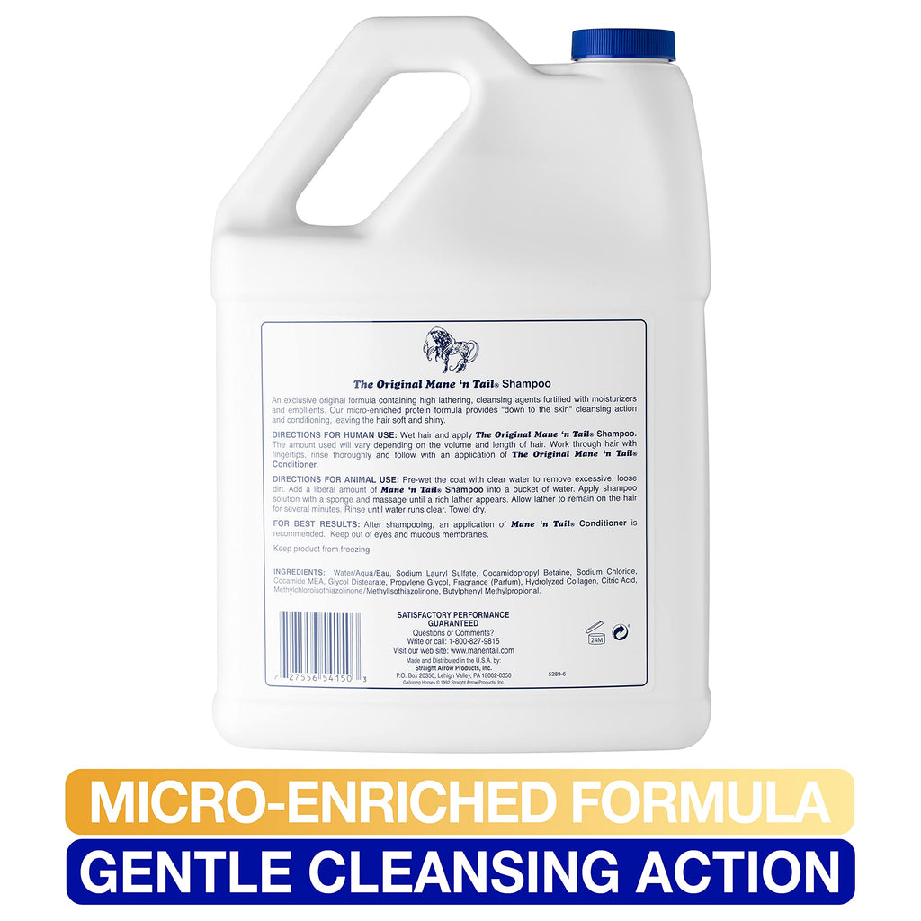 Mane ’n Tail Original Horse Shampoo, Protein-Enriched Grooming Formula for Soft Shiny Coats, Manes & Tails, Deep Cleansing with Hydrolyzed Collagen 1 Gallon