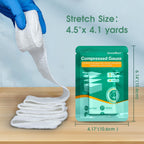 SuccorWare 8 Packs Sterile Compressed Gauze with Z-Folded - Wound Gauze for Bleed Stop, 4.5" x 4.1 Yards, 6-Ply - for First Aid Kit,Medical Trauma Kit, IFAK Supplies Refill