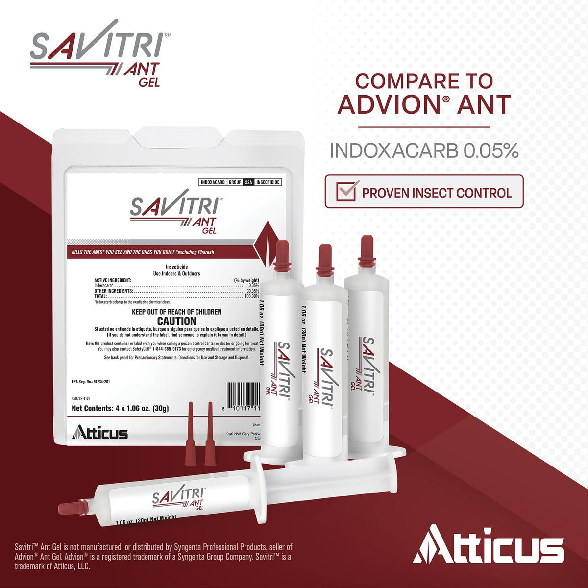 Atticus Savitri Ant Gel Bait (4 x 30 Grams) - Indoor and Outdoor Ant Killer