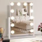 Vanity Mirror with Lights,Makeup Mirror with Lights with 9 Dimmable LED Bulbs, 3 Color Lighting Modes Detachable 10X Magnification Mirror Touch Control,360°Rotation