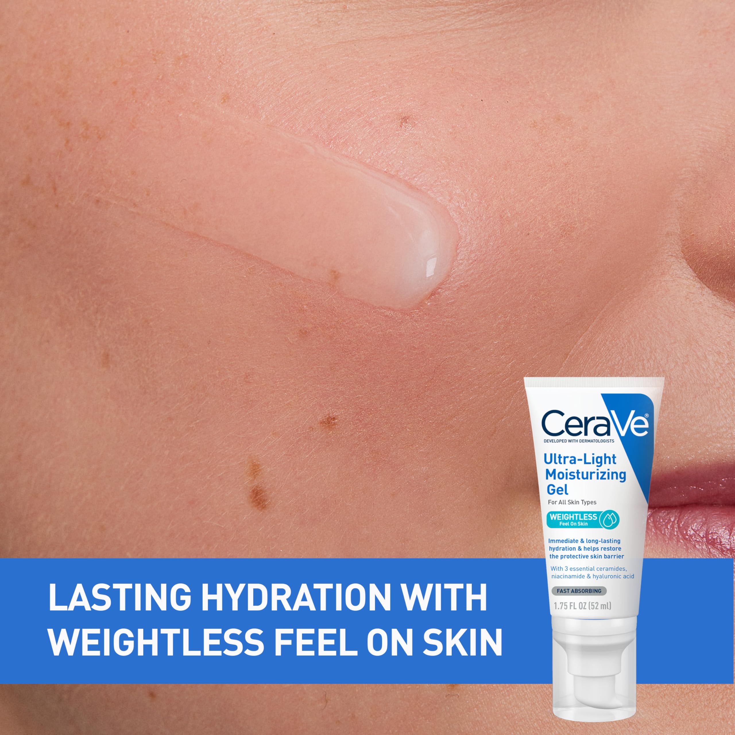 CeraVe Ultra-Light Moisturizing Gel, Niacinamide Face Moisturizer, 1.75oz | Oil-Free Hyaluronic Acid & Ceramide Gel Skin Care Formula Hydrates To Act As A Lightweight Moisturizer For Oily Skin
