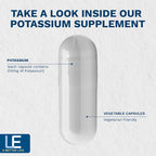 Life Enhancement High Potency 1020 mg Potassium Supplement for Muscle, Brain & Bone Health - No Additives High Absorption Elemental Potassium Supplement, Made in USA (120 Capsules – 60 Servings)