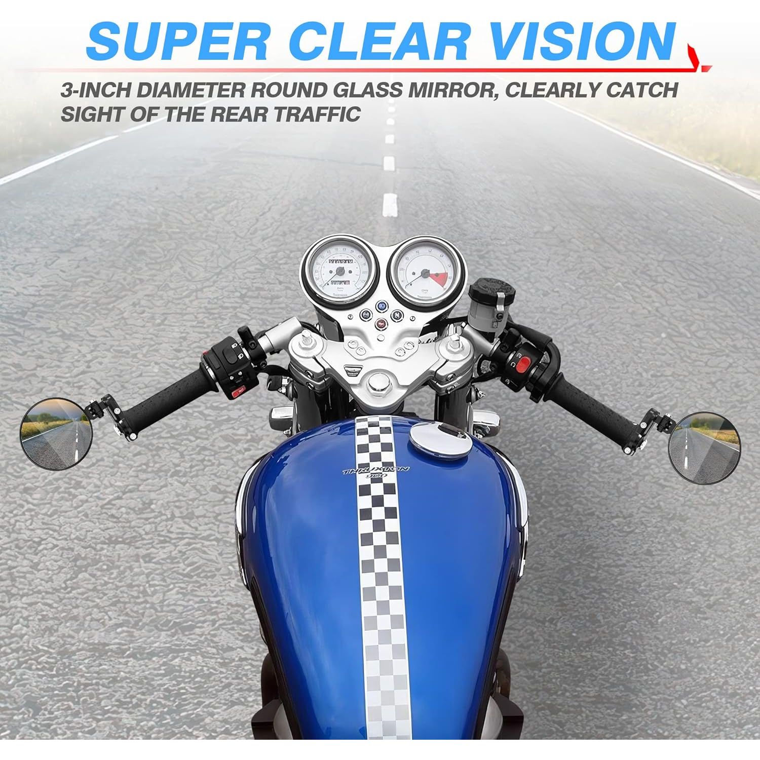 Buy now MICTUNING Universal Motorcycle Mirrors - 3 Inch Round Folding Bar End Side Mirror Compatible with Honda, Scooter, Suzuki, Yamaha, Kawasaki, Victory and More at indiglob india