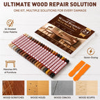 24 Colors Wood Filler Sticks, Furniture Repair Wax Crayons, Wood Floor Scratch Repair Crayon for Scratches, Scuffs, Cracks, Nail Holes & Stains on Wood Floors, Cabinets, Tables and Doors