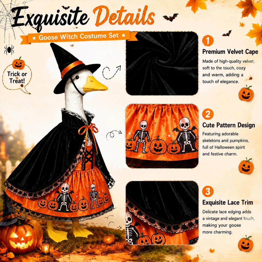 Halloween Porch Goose Outfits 3 Pcs Geese Outfit Outdoor Garden Statue