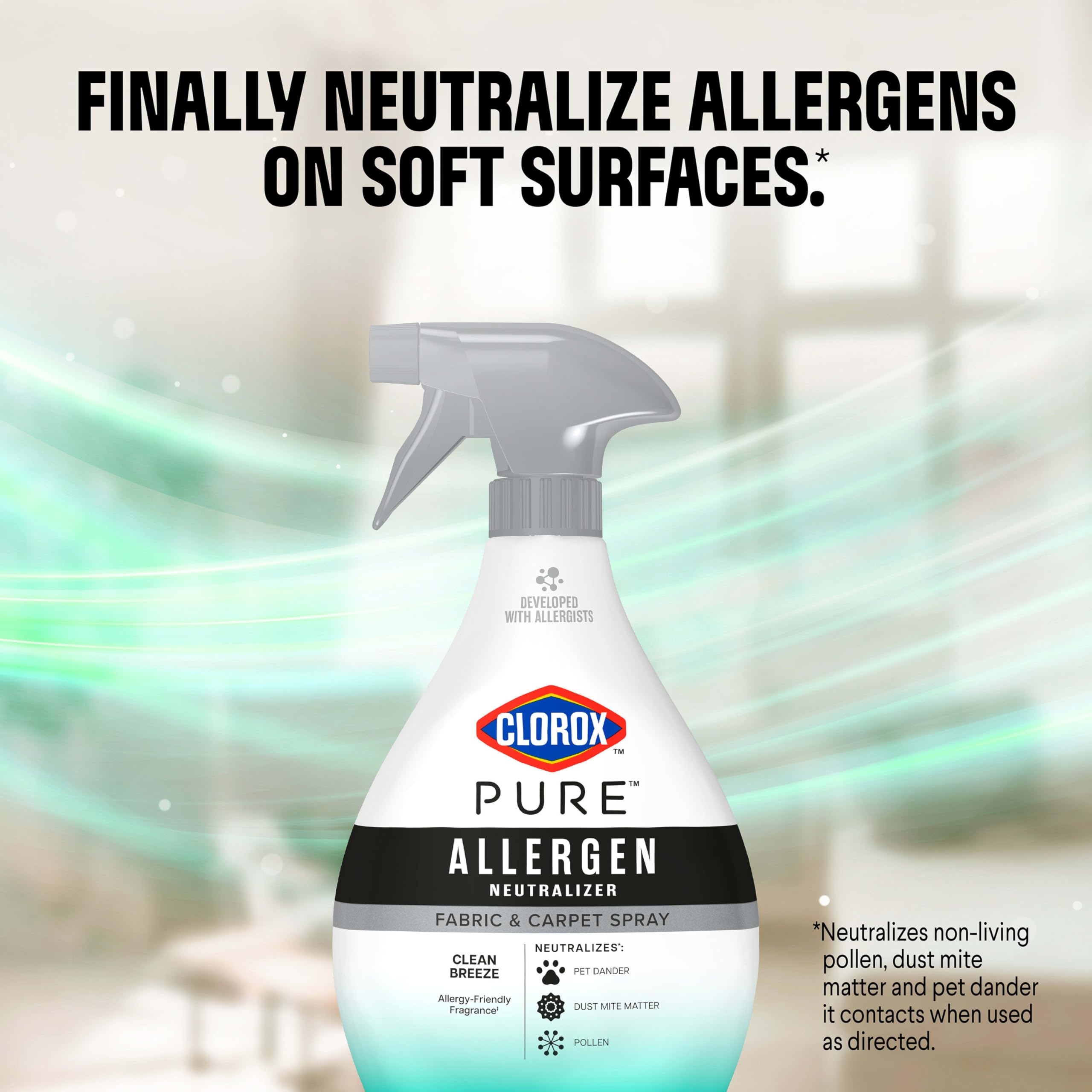 Buy now Clorox PURE Allergen Neutralizer Fabric and Carpet Spray, Clean Breeze, 26 Fluid Ounces at indiglob india