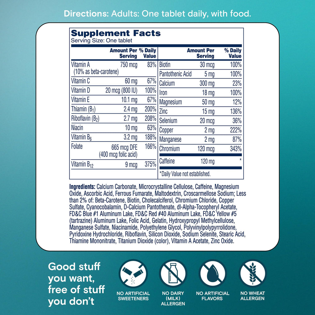 One A Day Women's Active Metabolism Daily Essential, Multivitamin for Women, Metabolism Support, Vitamins for Women with All 8 B-Vitamins, Vitamin D, Magnesium & More,120 Count