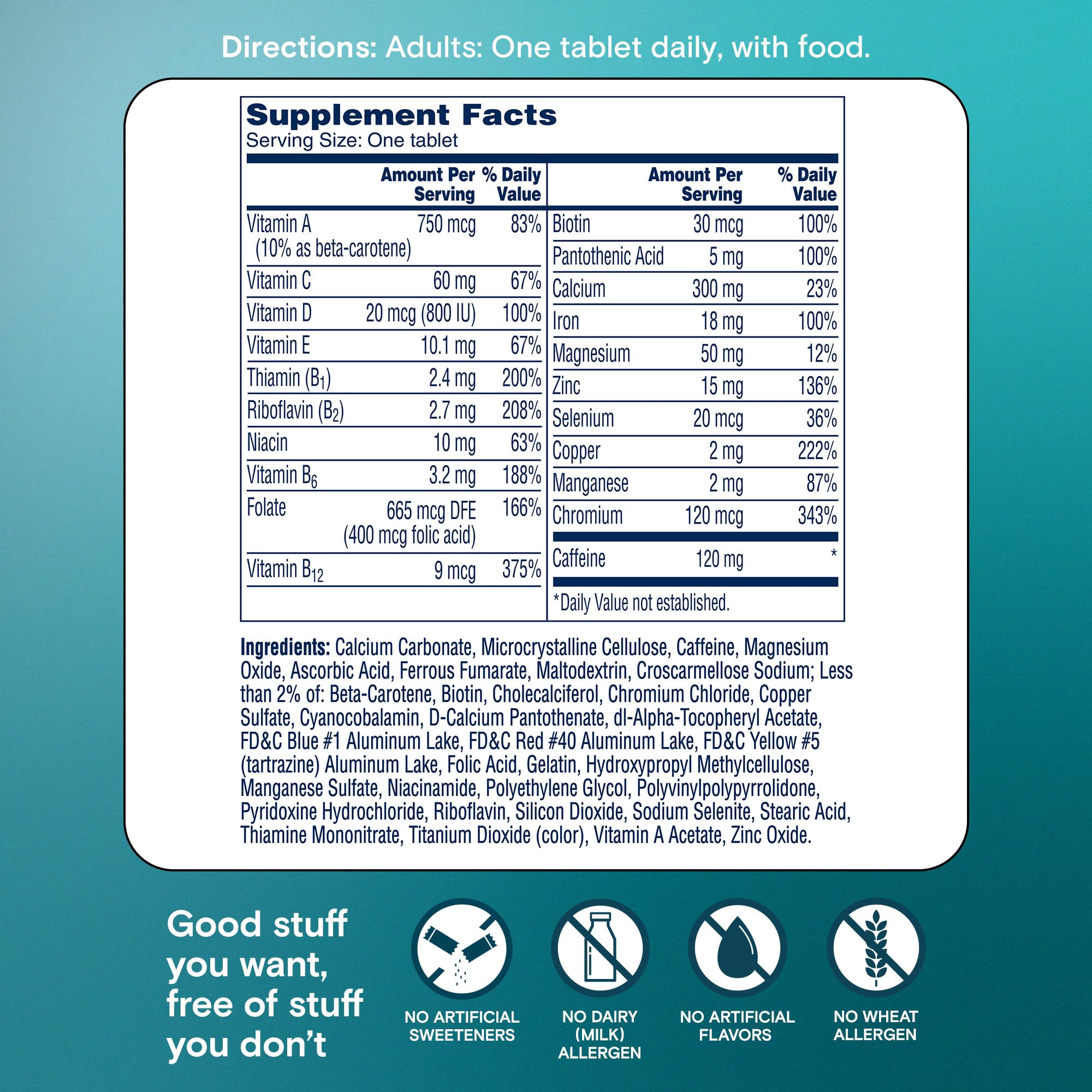 One A Day Women's Active Metabolism Daily Essential, Multivitamin for Women, Metabolism Support, Vitamins for Women with All 8 B-Vitamins, Vitamin D, Magnesium & More,120 Count