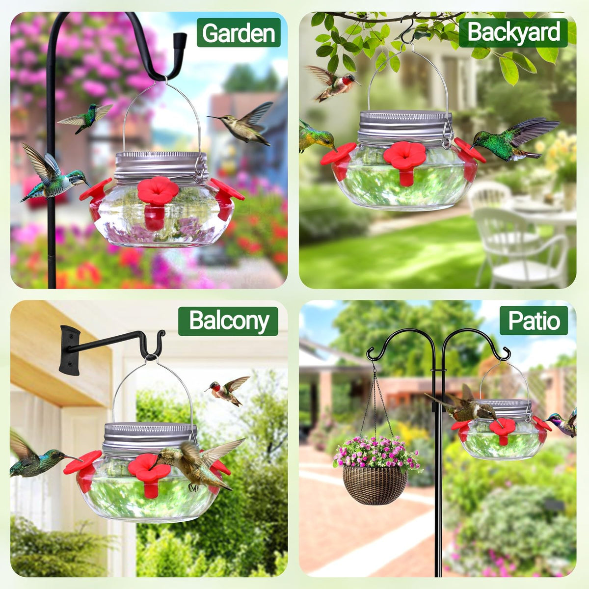 Hummingbird Feeders for Outdoors Hanging, Mason Jar Humming Bird Feeder