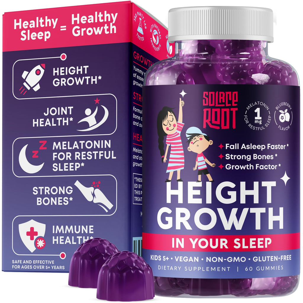 Height Growth Gummies with Melatonin - Kids Sleep Gummies with Ashwagandha