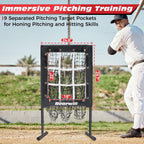 Bearwill Pitching Net, 9 Hole Baseball Pitching Net with Strike Zone