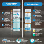 Buy now Varify 17in1 Complete Drinking Water Test Kit - 100 Strips + 2 Bacteria Tester Kits - Well, Tap, Home, City Water Testing Strip for Lead, Alkaline, Chlorine, Hardness, Iron, Fluoride, Copper & More at indiglob india