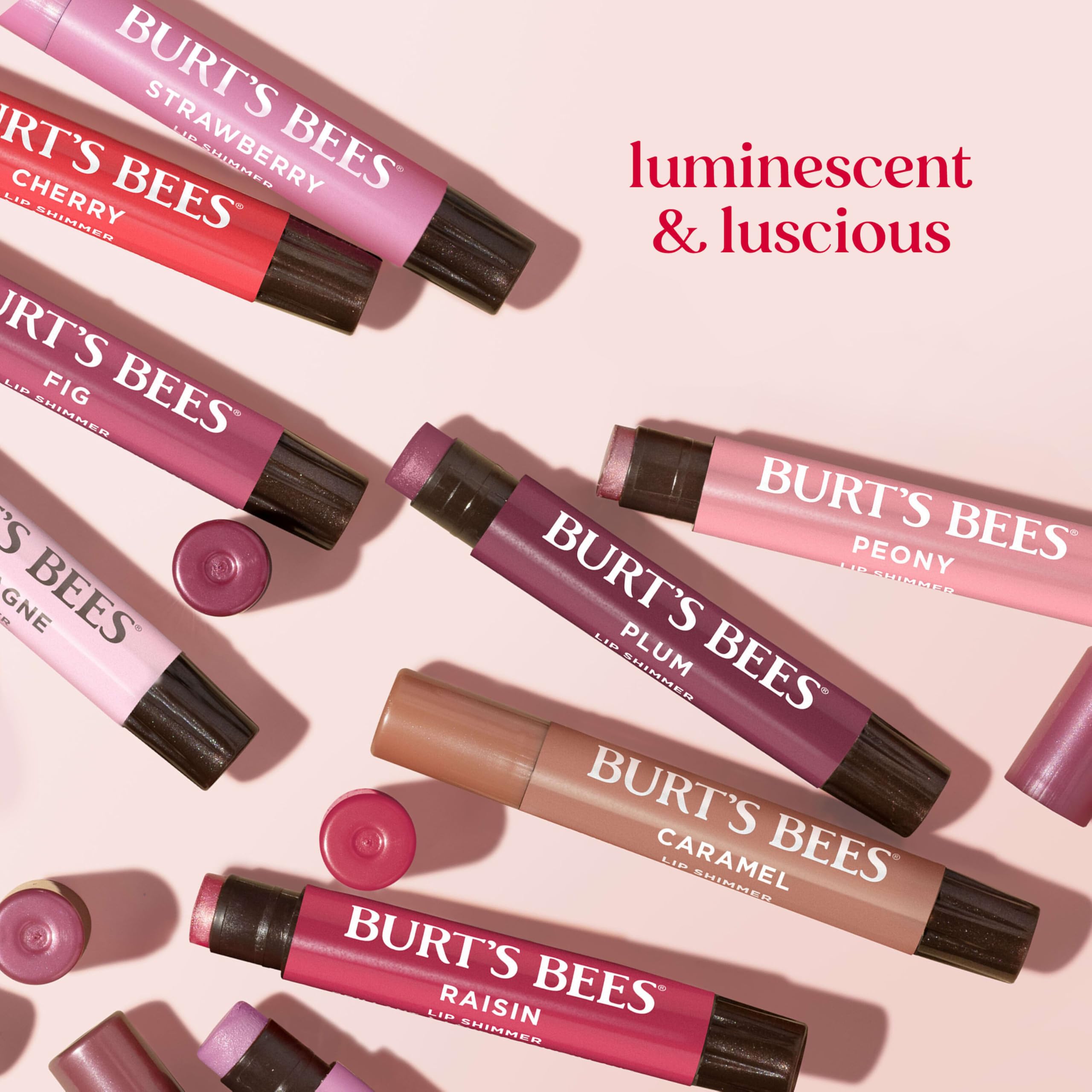 Burt's Bees Lip Shimmer Nude Collection, Tinted Lip Balm, 0.09 oz., 3 Tubes | Moisturizing for All Day Hydration, Natural Glowy Pigmented Finish, Buildable Color, 3 Warm Shades