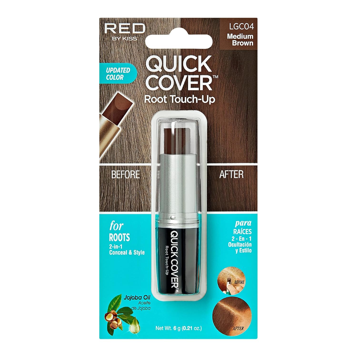 Buy now RED by Kiss Quick Cover Root Touch Up Stick, Water-Resistant Temporary Gray Hair Concealer with Brush for Roots and Beard, Long-Lasting Coverage, Easy Application (2 Pack, Dark Brown) 1 Pack, Brown at indiglob india