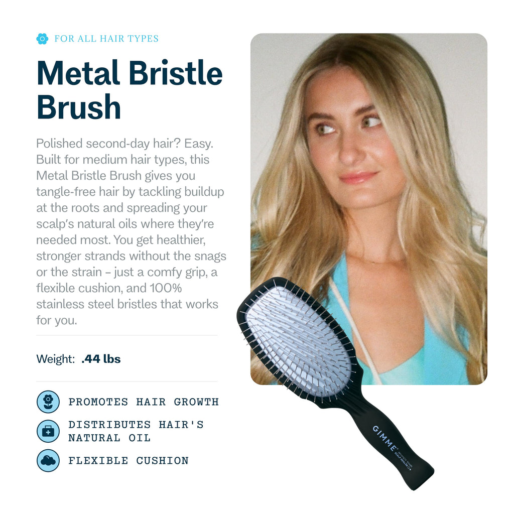 Gimme Beauty Metal Bristle Brush, Stainless Steel Bristles