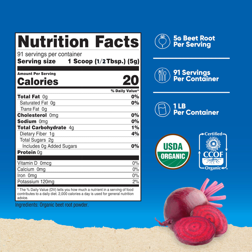 Nutricost Organic Beet Root Powder 1 LB - Vegan, Superfood, Certified USDA Organic (Pack of 2)