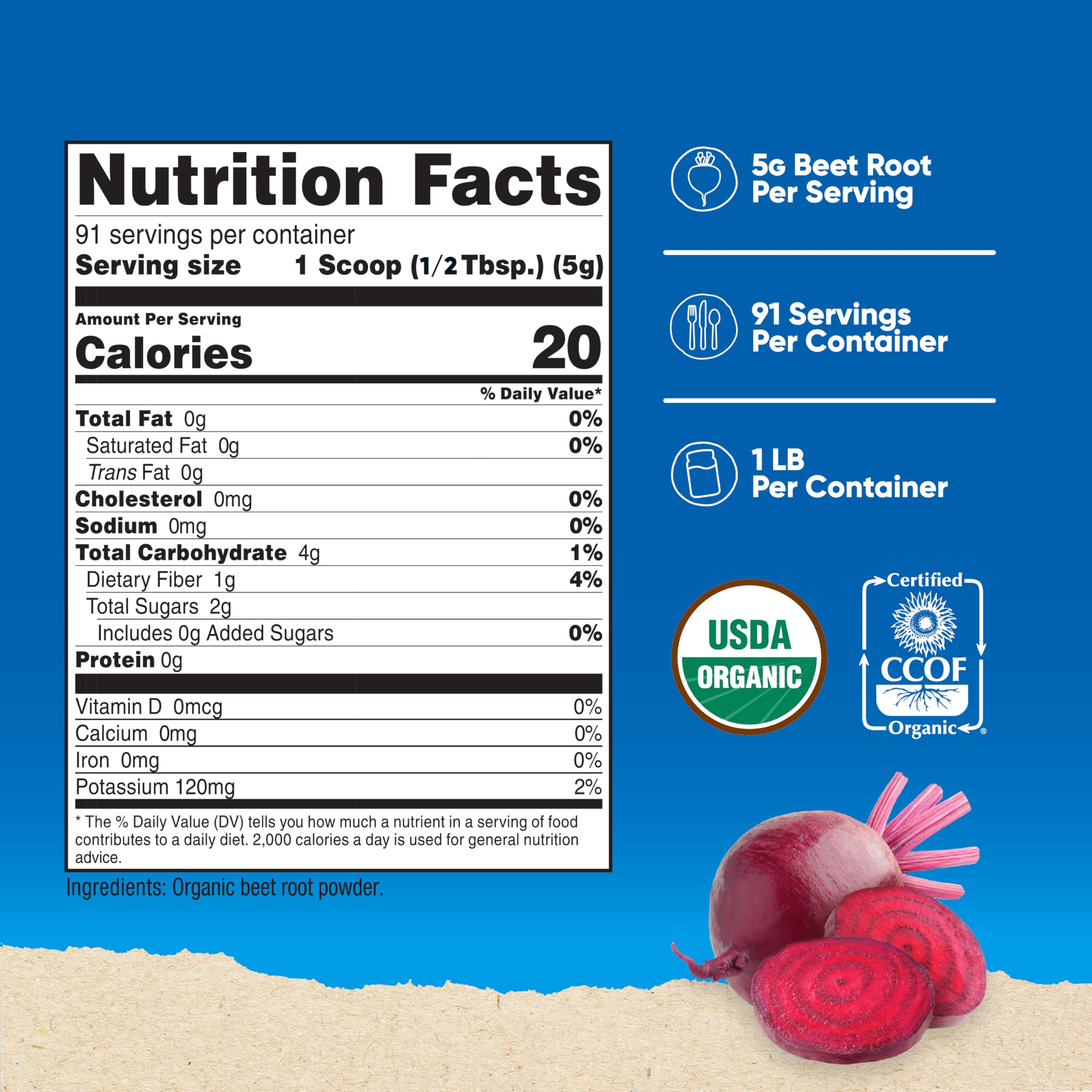 Nutricost Organic Beet Root Powder 1 LB - Vegan, Superfood, Certified USDA Organic (Pack of 2)