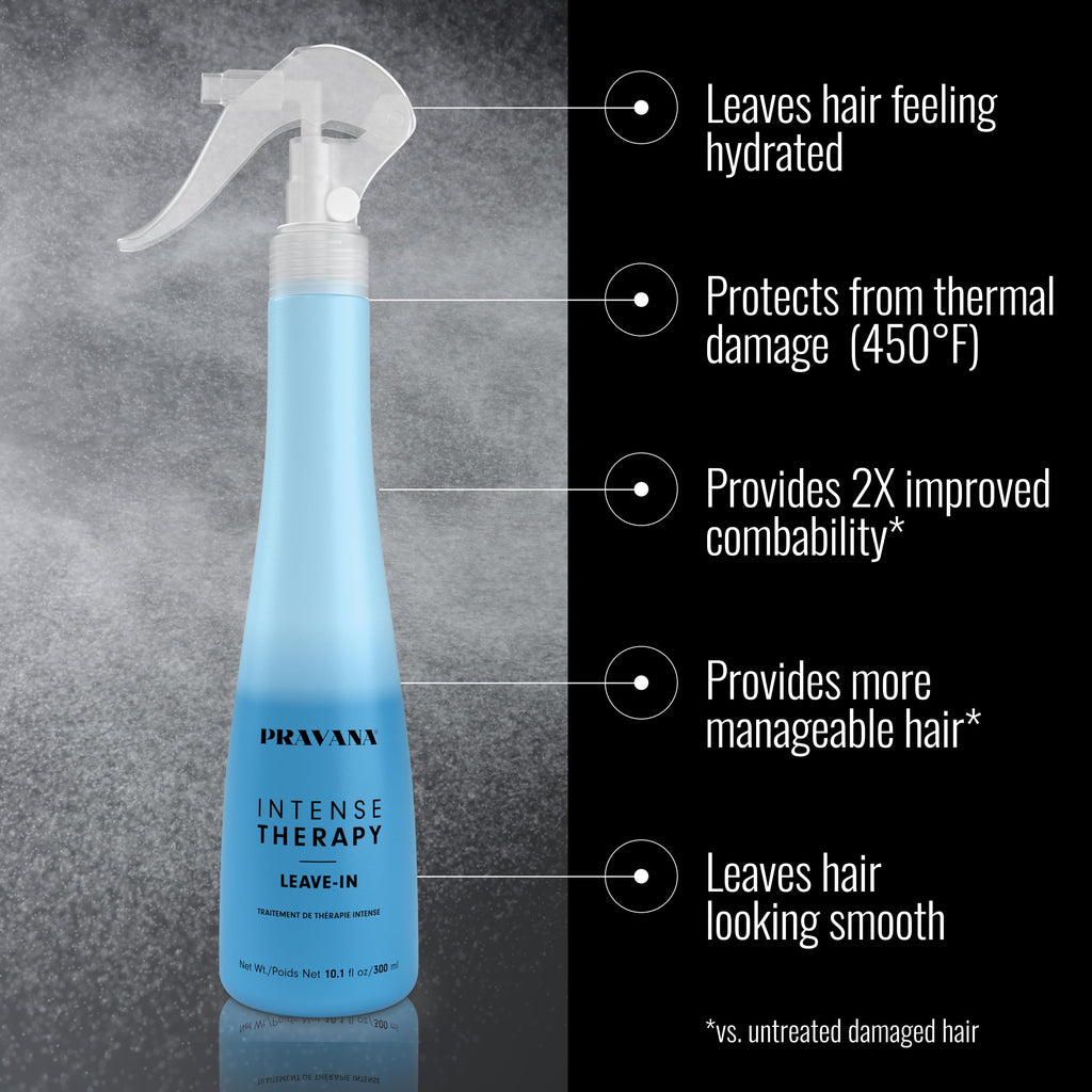 PRAVANA Intense Therapy Leave-In Conditioner Spray Treatment & Detangler | Instantly Detangles & Hydrates | Equalizes Hair Porosity | For All Hair Types | Strengthens & Softens Hair