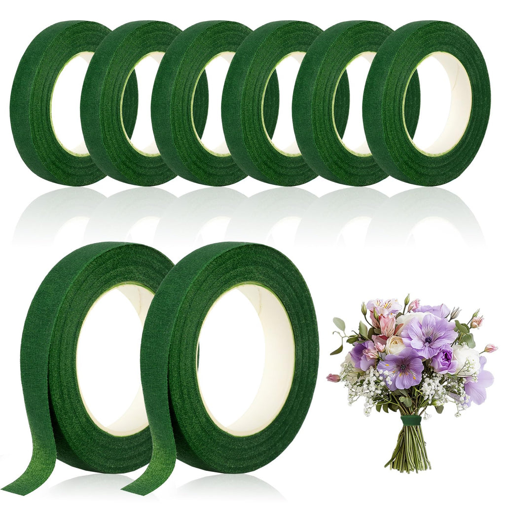8 Rolls Floral Tape 1/2inch Flower Tape, Green Floral Tape | 30 Yards Florist Tape for Bouquet Stem Wrapping, Floral Crafts, Wedding Bouquet and Fresh Flowers