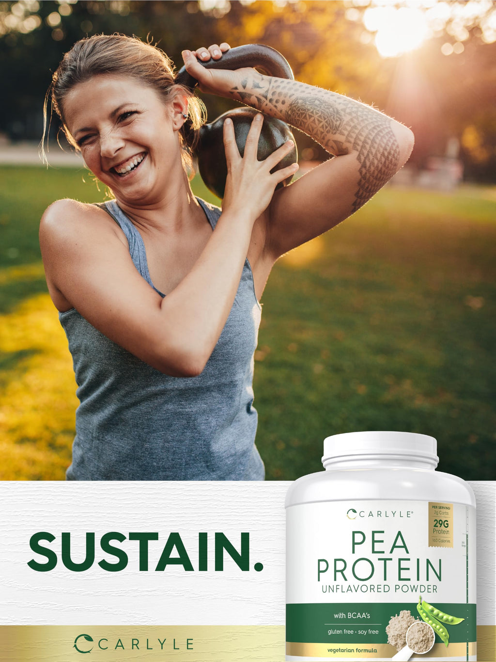 Carlyle Pea Protein Isolate Powder | 7lb | Unflavored | 29G Per Serving
