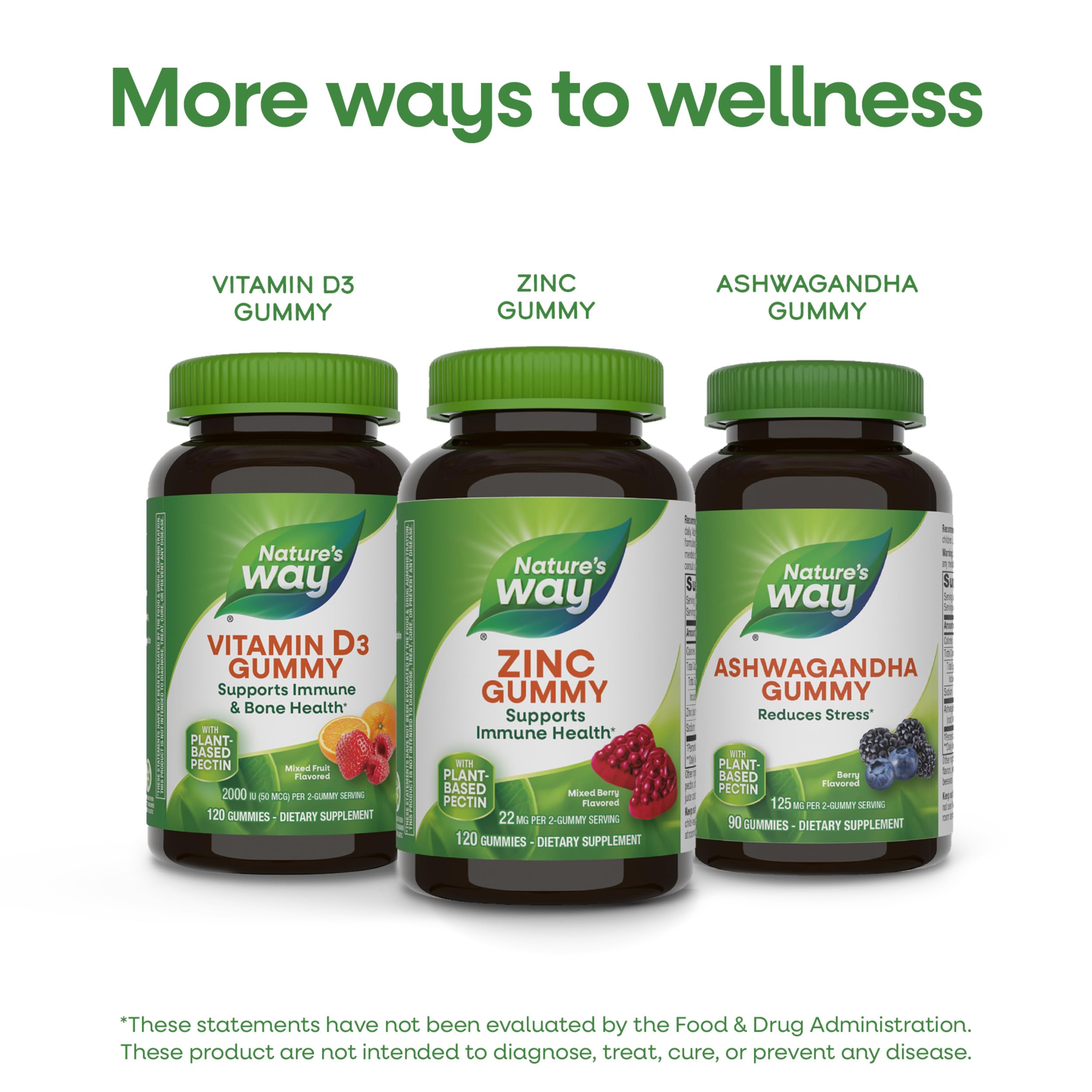 Nature's Way Zinc Gummies, 100% Daily Value of Zinc per Serving, 120 ct | Immune Support Gummy for Adults & Kids 9+*, Gluten Free, Plant-Based Pectin, Mixed Berry Flavored