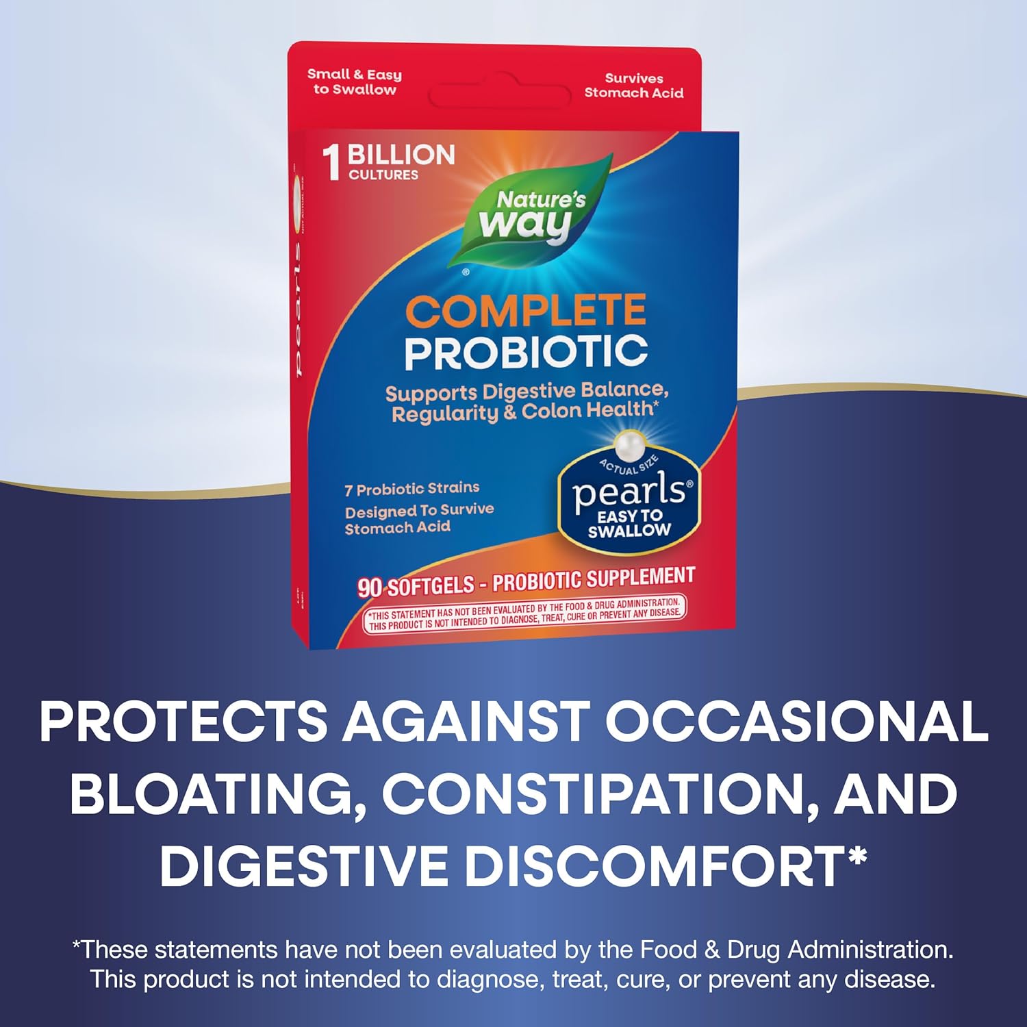 Buy now Nature's Way Complete Probiotic Pearls, Supports Digestive Balance*, 1 Billion Live Cultures, Supplement for Men and Women, No Refrigeration Required, 90 softgels at indiglob india