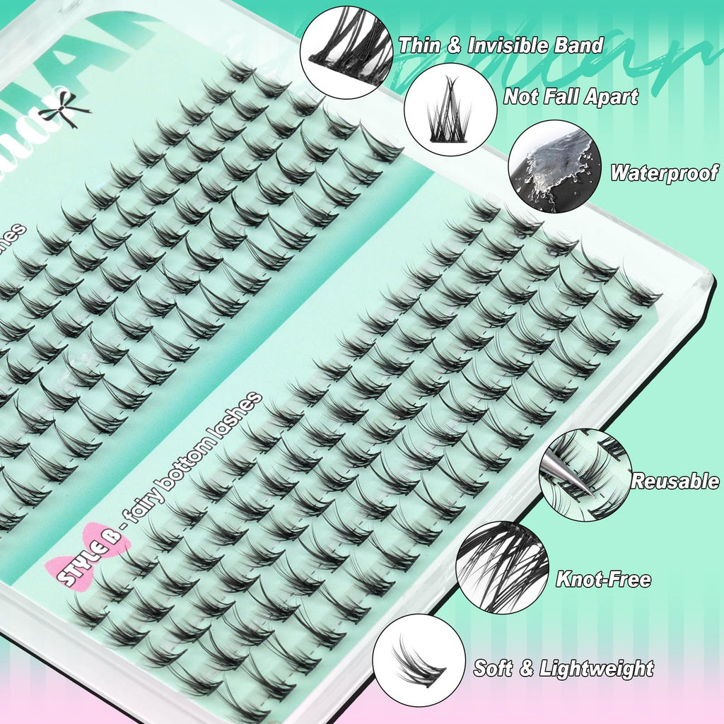 Premium imported Calphdiar bottom lash clusters featuring a thin, invisible band and soft, lightweight design for a natural look.