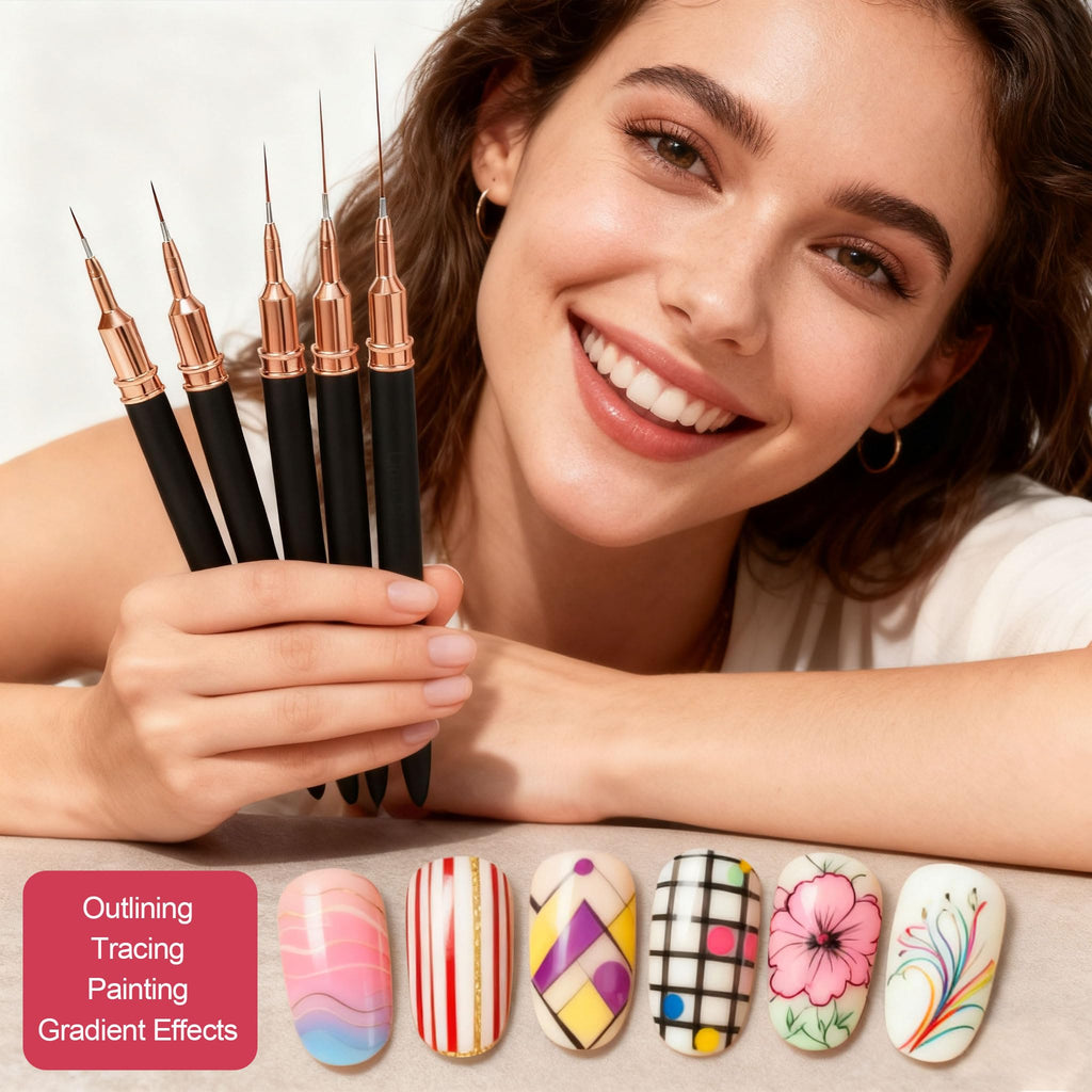 Artdone Nail Striping Tape Lines Kit With Nail Art Pens Liner Brushes | Dotting Tools For Gel Polish Small Detail Drawing Design Paint