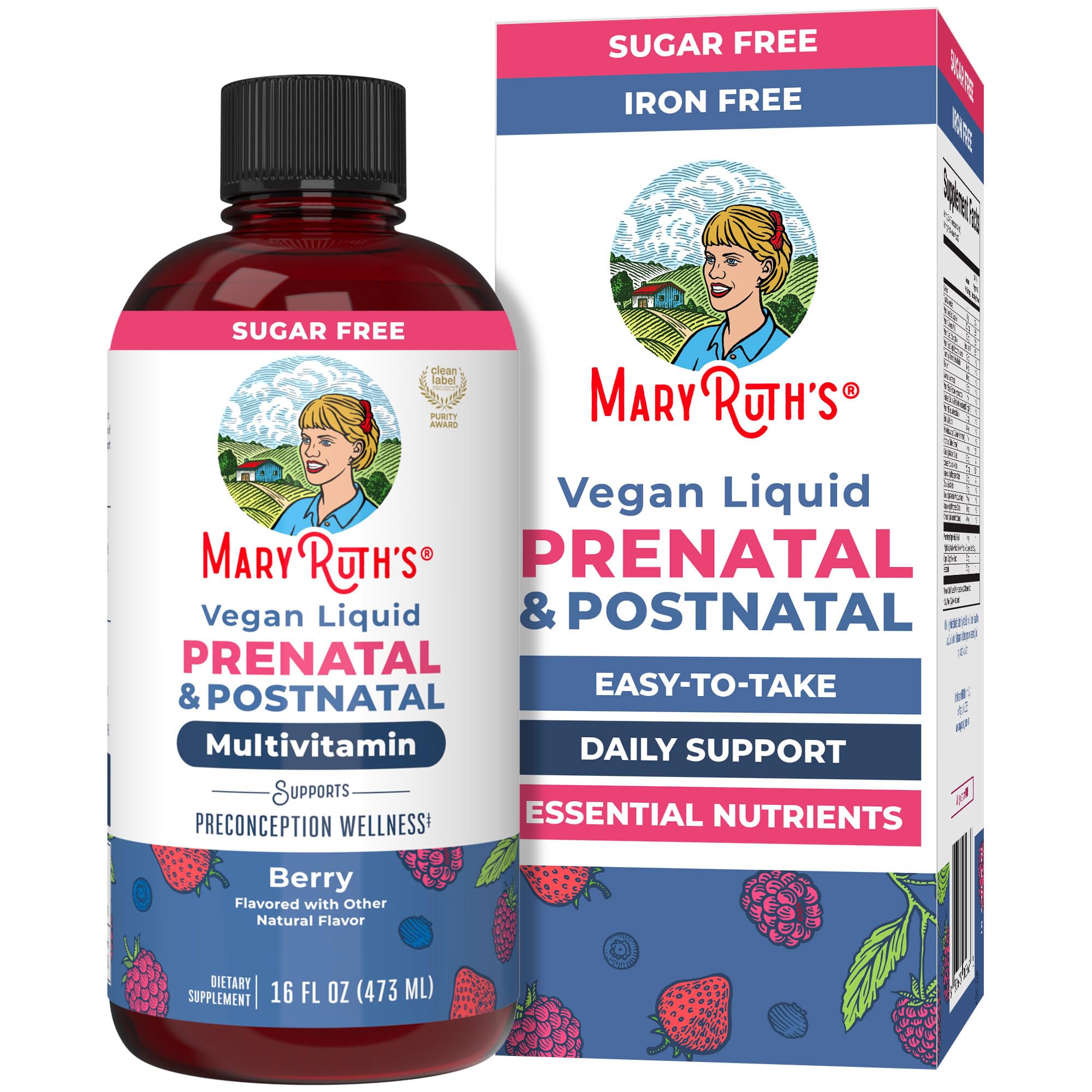 MARYRUTH'S Postnatal & Prenatal Liquid Multivitamin for Women, 16 oz, Vegan | Selenium, Folate, Healthy Fetal Development, Vegan, Non-GMO