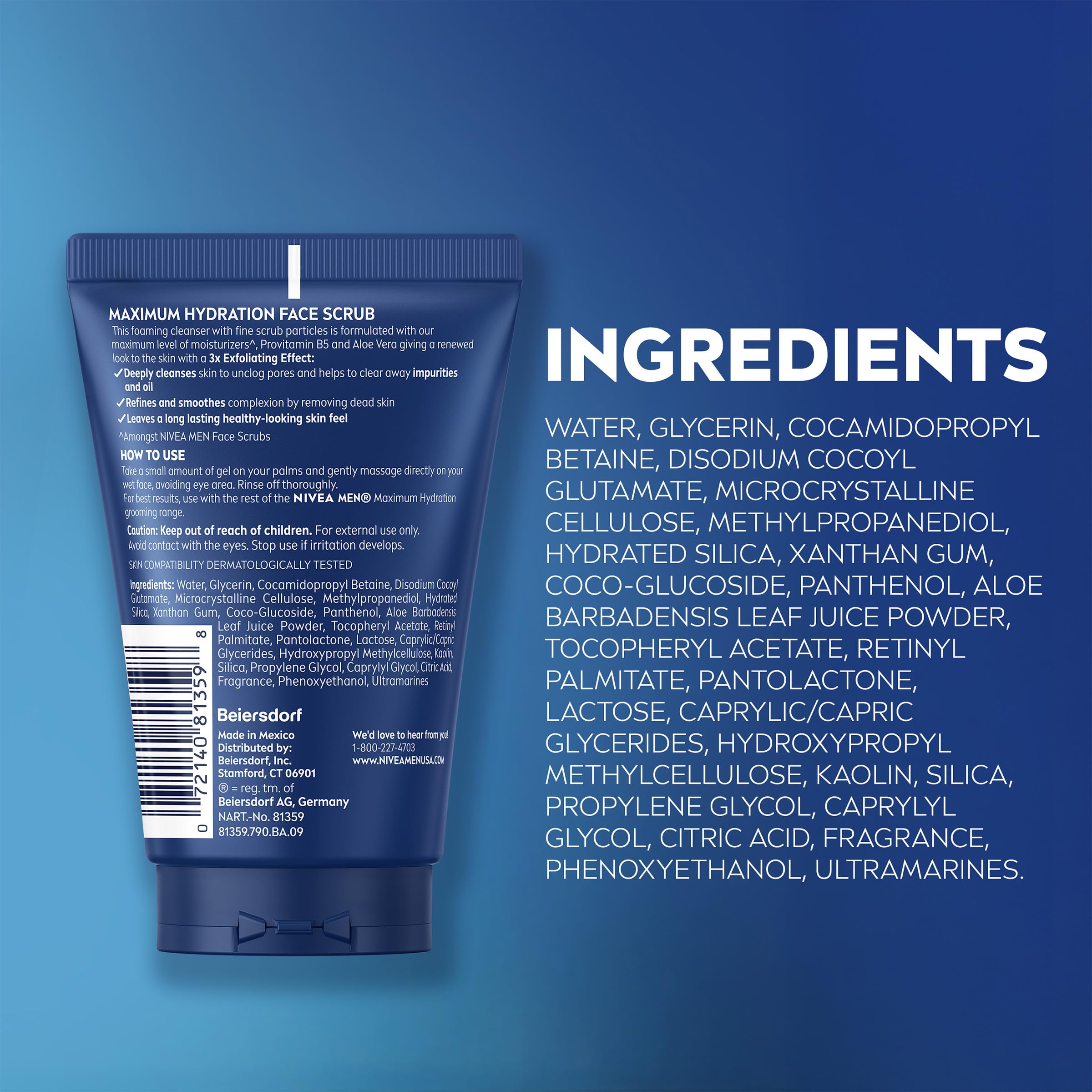 NIVEA MEN Maximum Hydration Face Scrub, Multipack, 3 x 4.4 OZ