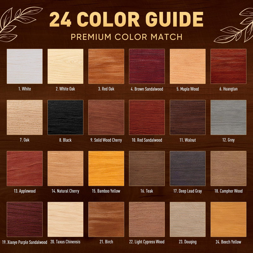 24 Colors Wood Filler Sticks, Furniture Repair Wax Crayons, Wood Floor Scratch Repair Crayon for Scratches, Scuffs, Cracks, Nail Holes & Stains on Wood Floors, Cabinets, Tables and Doors