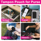 Tampon Holder for Purse, Portable Tampon Bag Organizer Case for Women’s Purse, Travel-Friendly Discreet Period Bag for Feminine Products, Waterproof Pad Bag, Black(Bag Only)