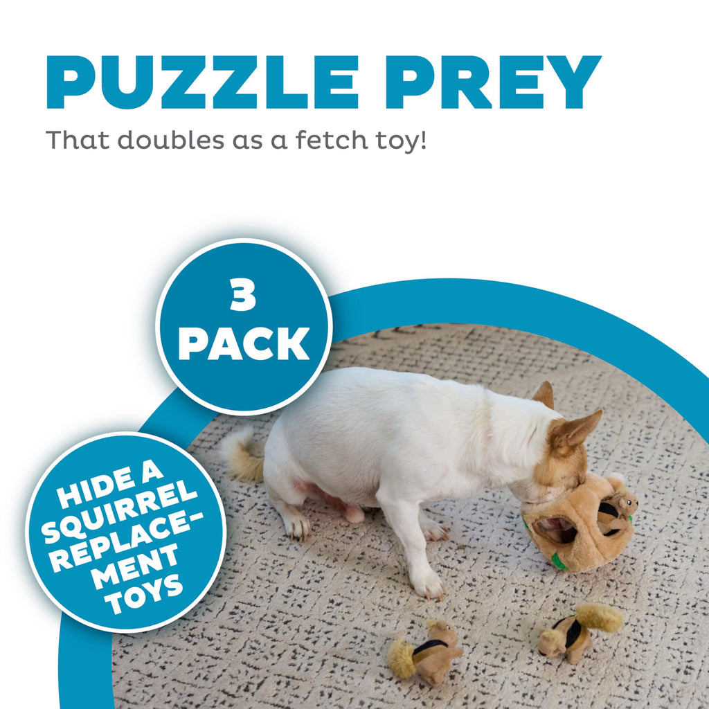 Outward Hound Squeakin' Squirrels Plush Squeaky Dog Toys, 3-Pack, 7"