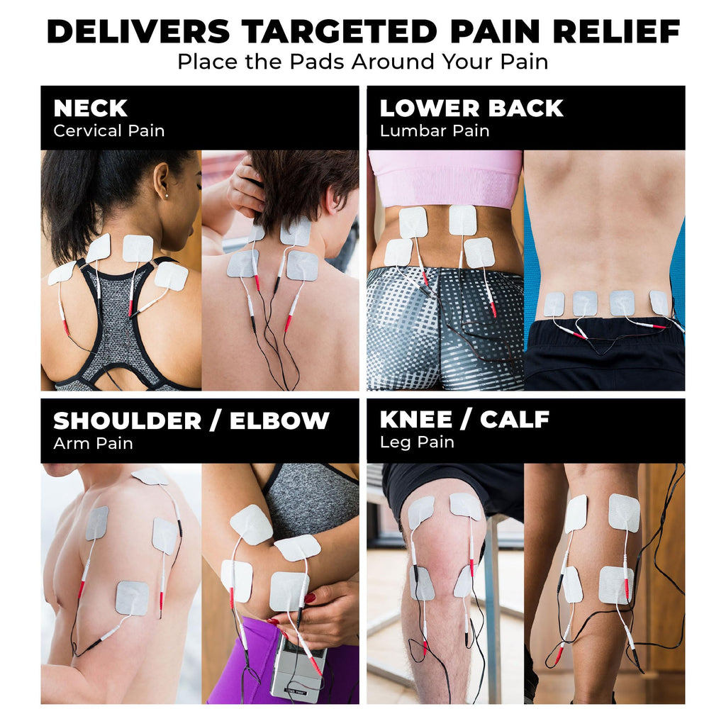 TENS 7000 Pro Rechargeable Tens Unit Muscle Stimulator, 4 Channels, Back Pain Relief, 8 Electrodes/Unit Pads, EMS and TENS Machine, Muscle Recovery & Growth, Stim Machine, Electrotherapy