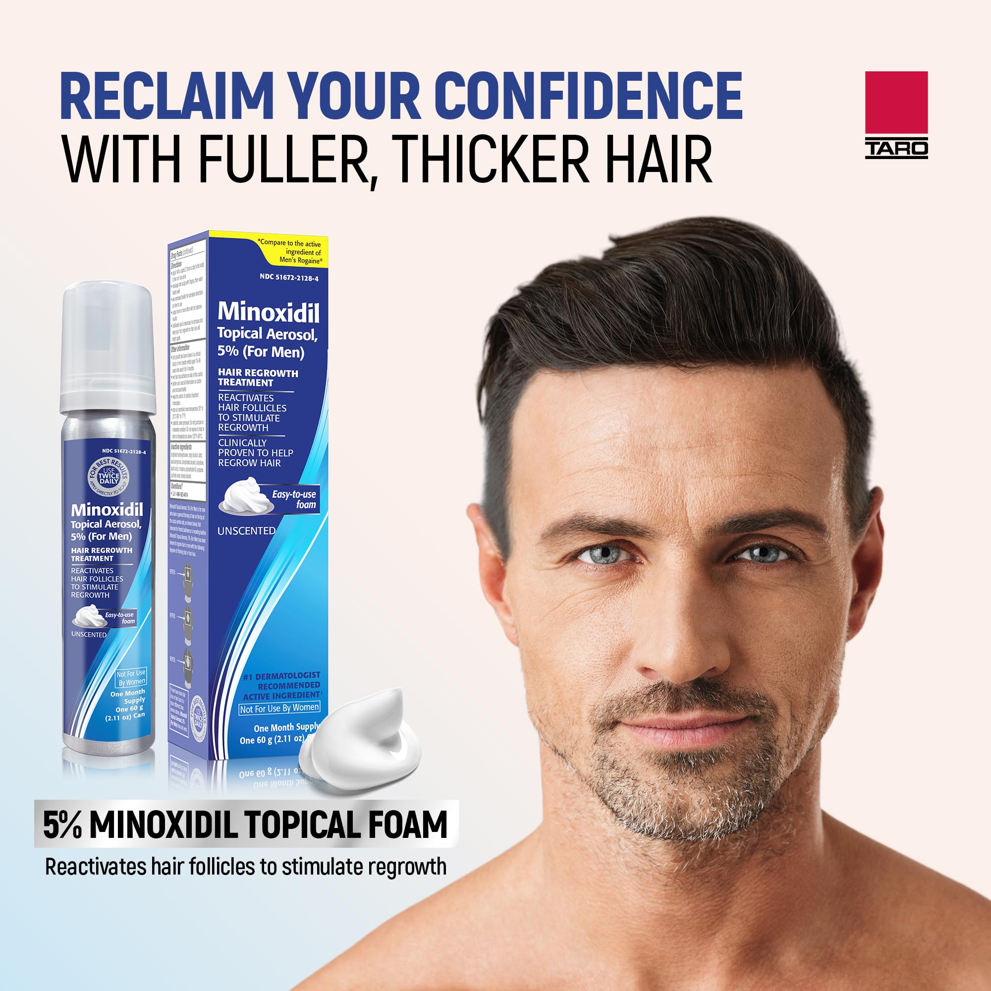 Minoxidil for Men, 2.11 Oz (1 Month Supply) Clinically Proven to Regrow Hair, Topical Aerosol Foam 5%, Hair Thinning Treatment