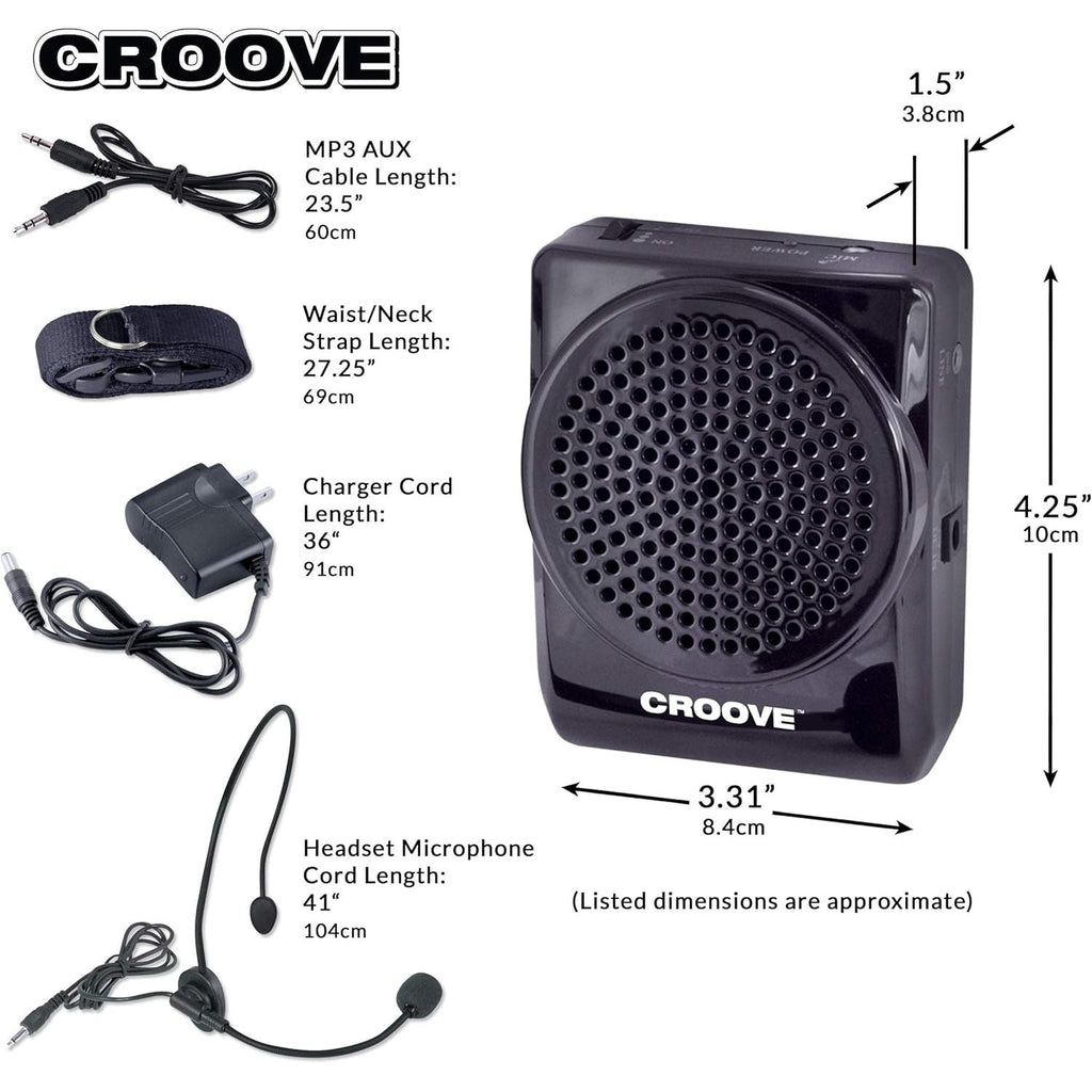 Buy now Croove Rechargeable Voice Amplifier, with Waist/Neck Band and Belt Clip, 20 Watts. Very Comfortable Headset at indiglob india
