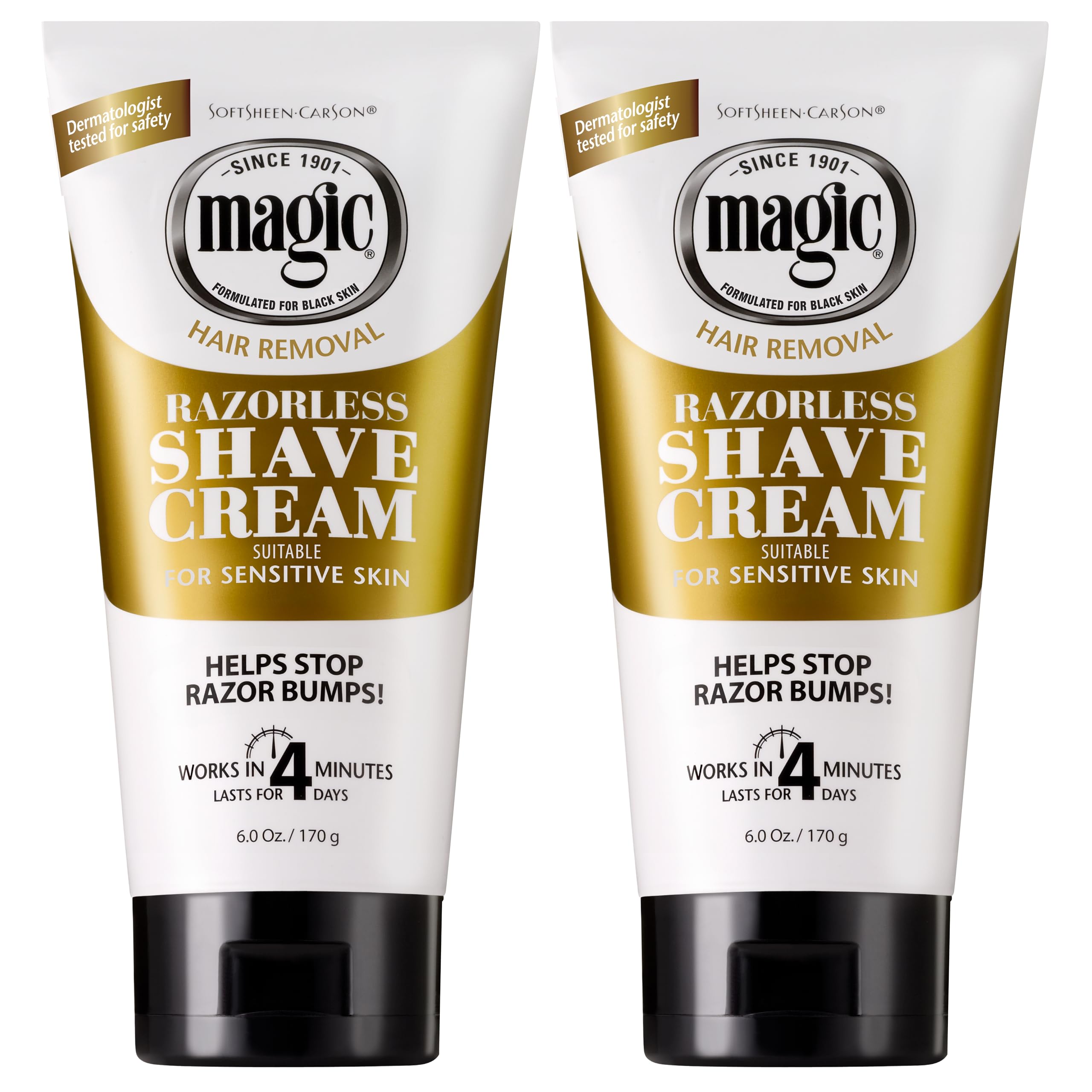 SoftSheen-Carson Magic Razorless Shaving Cream, Depilatory Hair Removal Cream, Works in 4 Minutes for Coarse, Curly Hair, 6 Oz