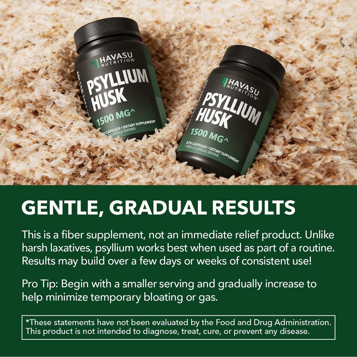 Vegan Psyllium Husk Fiber Capsules, GLP-1 Nutritional Support, 270 Pills