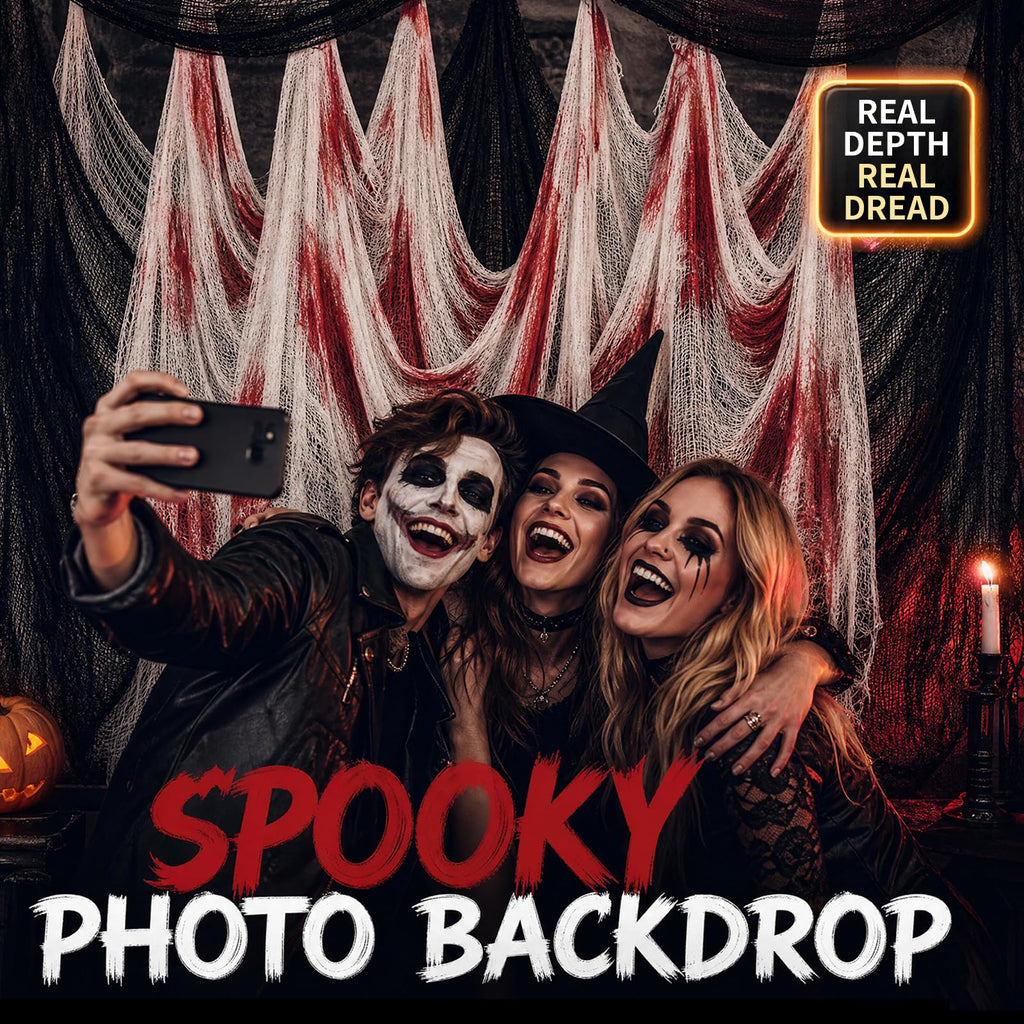 6Pcs Halloween Creepy Cloth 30×72inch, Scary Halloween Fabric Gauze, 2Pcs Blood 4Pcs Black Creepy Cloth for Yard, Doorway, Haunted House Party