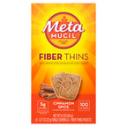 Metamucil Fiber Thins, Daily Fiber Supplement Snack, Psyllium Husk Powder, 5g Fiber per Serving, Supports Digestive Health and Satisfies Hunger, Cinnamon Spice Flavor, pack of 4, 12 Servings each