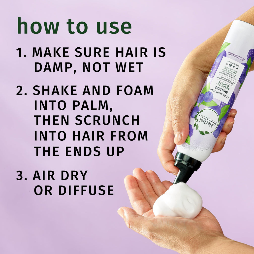 Herbal Essences Curl Boosting Mousse, Frizz Control for Curly & Wavy Hair, Long-Lasting Hold with Berry Scent, Paraben & Dye-Free, Cruelty-Free, 6.8 Fl Oz Each, 3 Pack