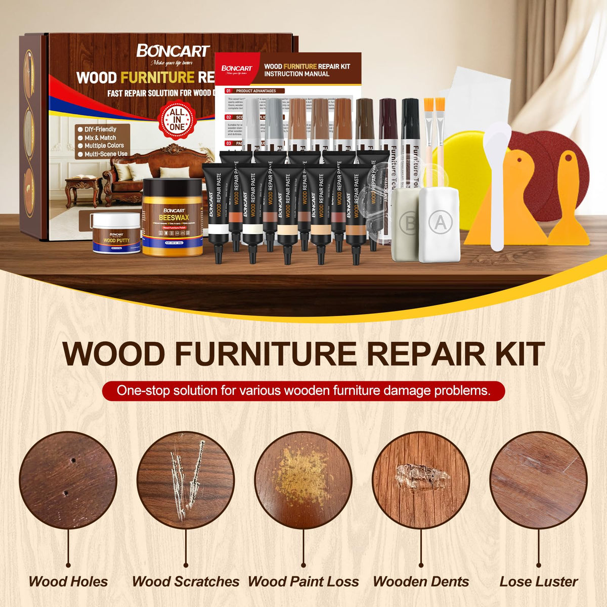Boncart Wood Furniture Repair Kit-Set of 31