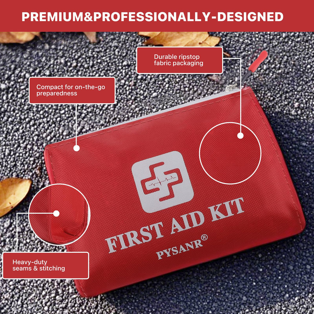 150 Piece Small First Aid Kit Portable Emergency Bag Compact Medical Kit