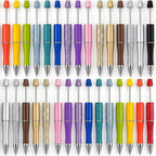 30Pcs Multicolor Beadable Pens Bulk – DIY Customizable Pen Set for Crafting, Smooth Writing Beaded Pens for School, Office, Teacher Appreciation & Creative Gifts