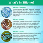 3Biome Natural Probiotic Supplement for Gut Health, Vegan, Gluten-Free | With Smart Probiotics to Improve Digestion and Regularity While Easing Gas, Bloating, and Stomach Discomfort, 30-Day Supply