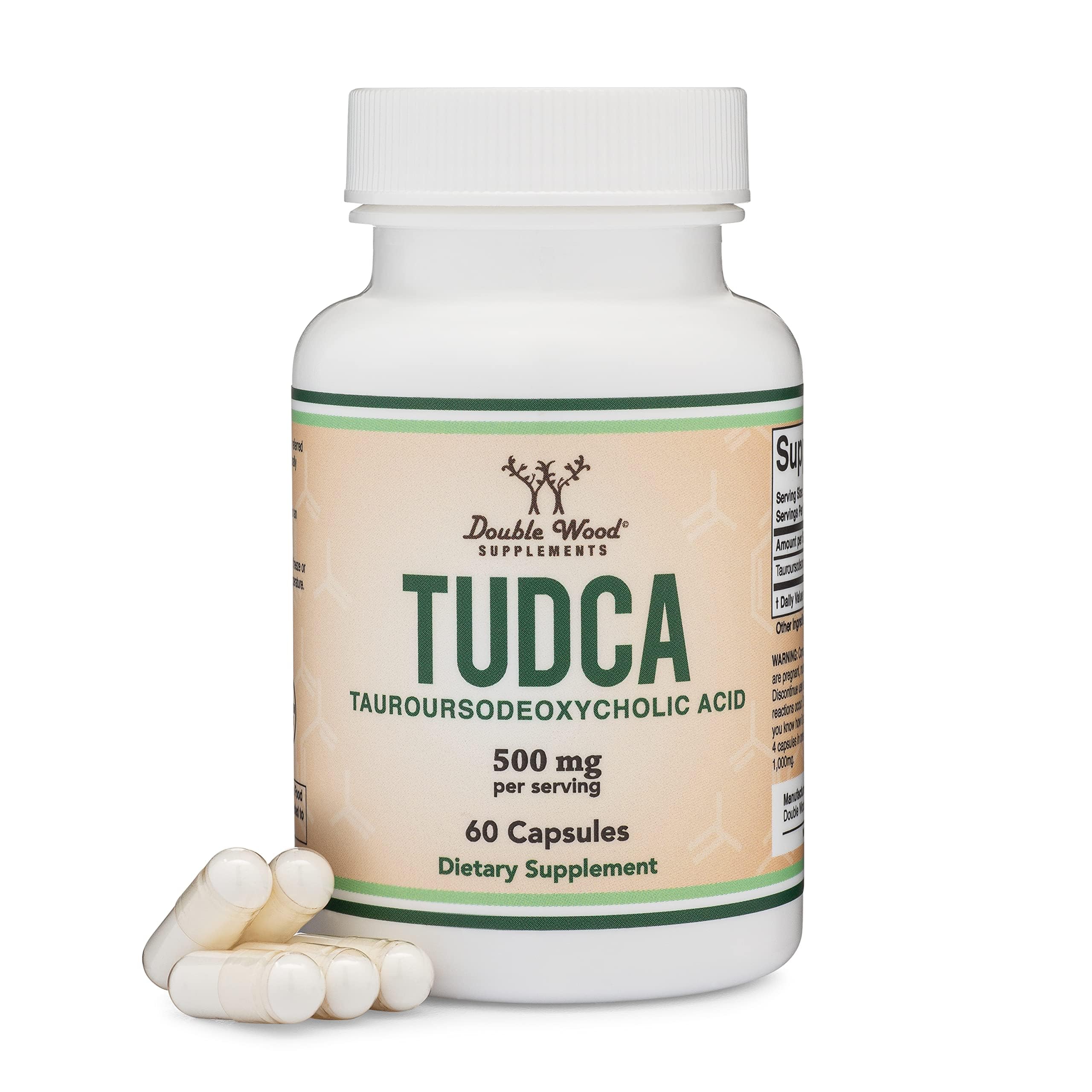 TUDCA Bile Salts 500mg, Digestion, Gallbladder + Liver Support, 60 Capsules | Bile Flow + Post-Cholecystectomy Support, Genuine Bile Acid TUDCA, Authentic Bitter Taste, 250mg per Cap, Third-Party Tested