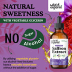 Wild & Organic Saffron Supplements 88.5 mg - Mood, Focus, Eye Support - 4oz | Saffron Extract Liquid Drops - Add to Tea - 5-Month Supply - Crocus Sativus Herb - Vegan, No Sugar & Alcohol-Free Tincture