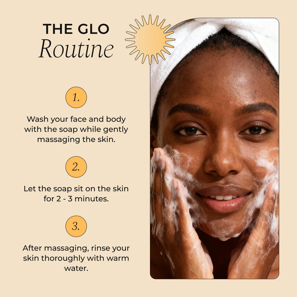 Glo Melanin Turmeric Brightening Soap with Vitamin C, Alpha Arbutin & Oats | 113g, For Face - Body - Dark Spots, All Natural, Vegan, Paraben-Free, Sulfate-free, For Melanin-Rich Skin, Made in USA