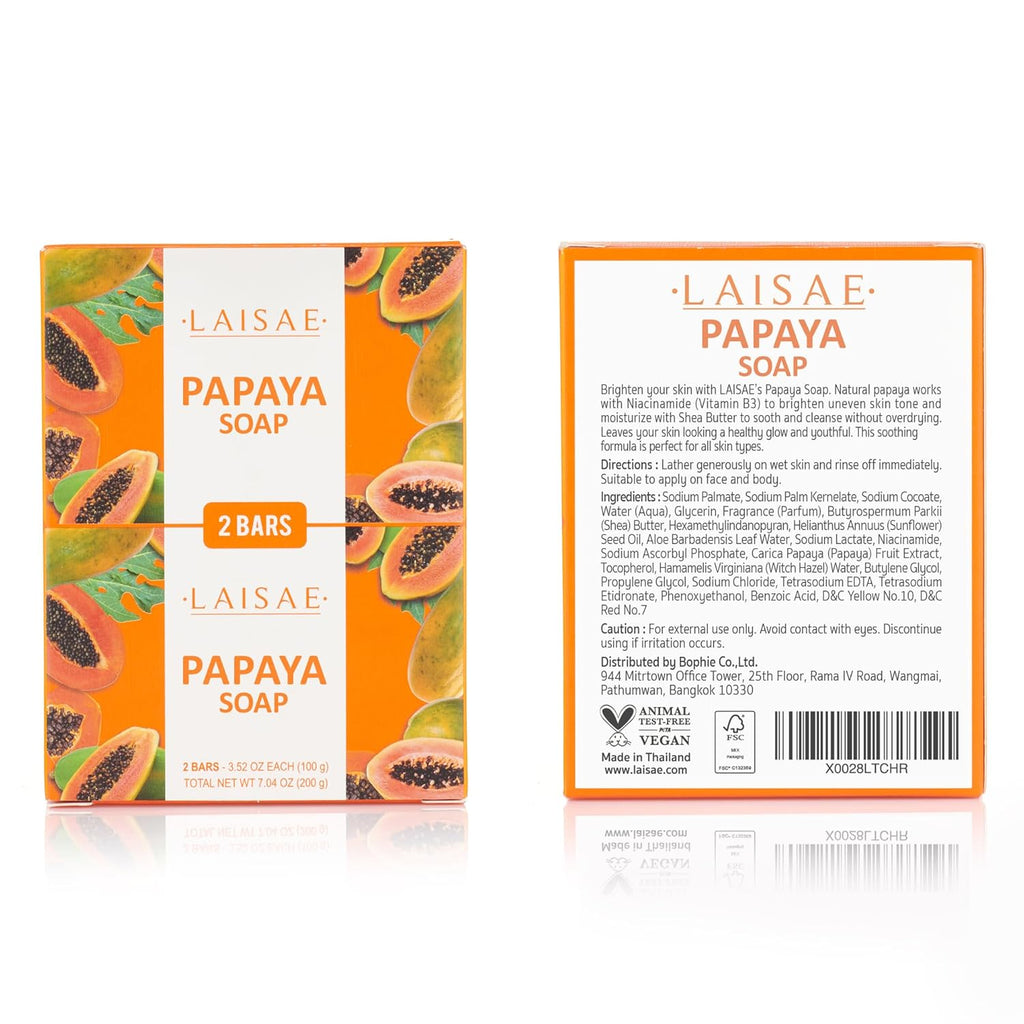 Buy now Papaya Exfoliating Soap, Hydrating Face Moisturizer with Niacinamide, Shea Butter and Aloe Vera, Even Skin Tone Body Cleansing Bar - Sensitive Skin Soap, Vegan, 3.52 oz (2 Bars) at indiglob india